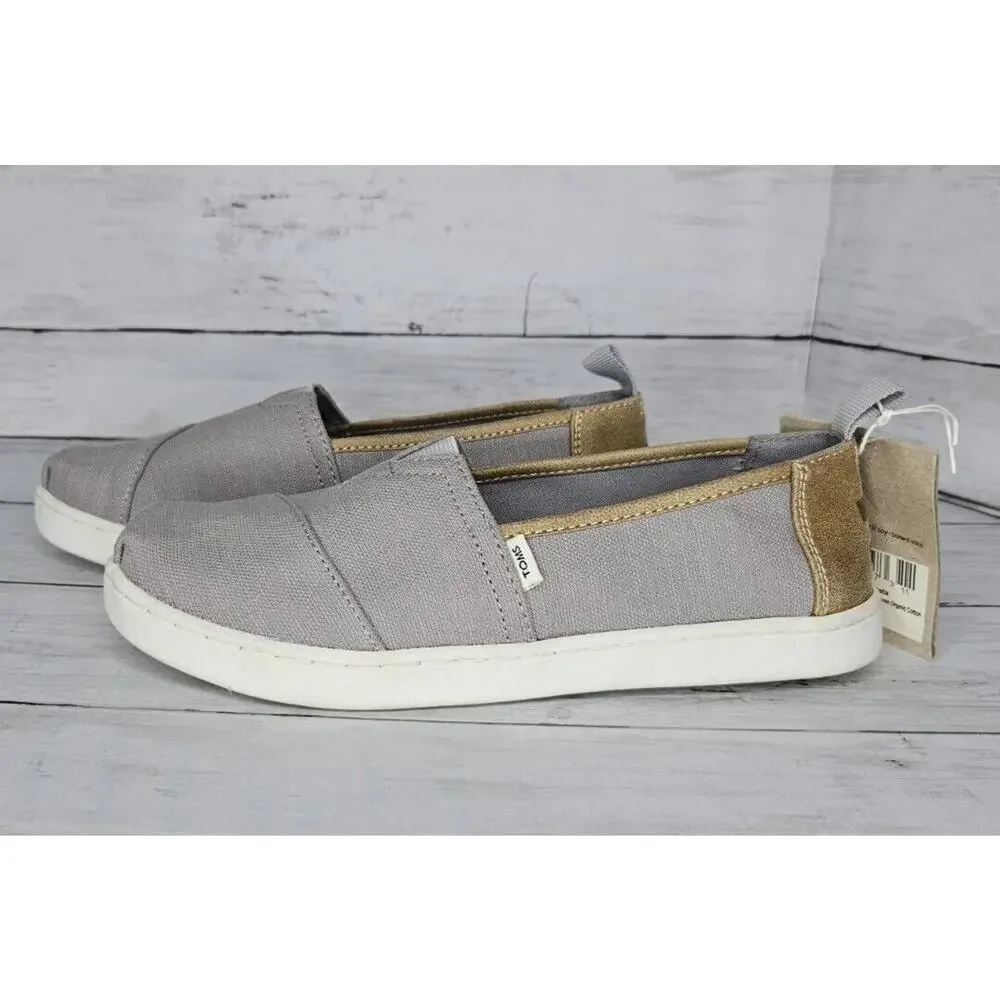 TOMS Kid's Slip On Casual Shoes Gray Canvas Comfort Loafers Size 1.5